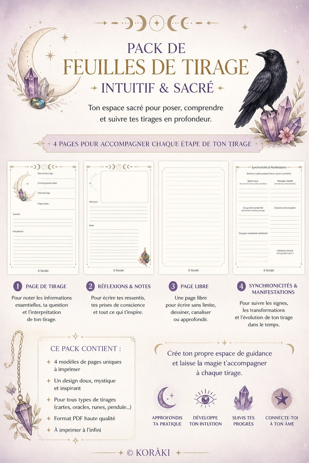 Packs de feuilles de tirage divinatoire Koràki