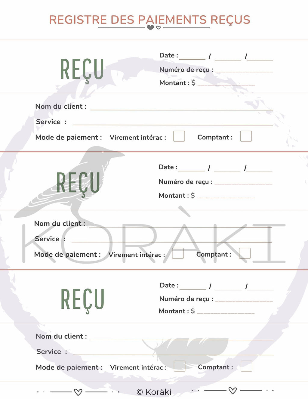Registre de Paiements Reçus