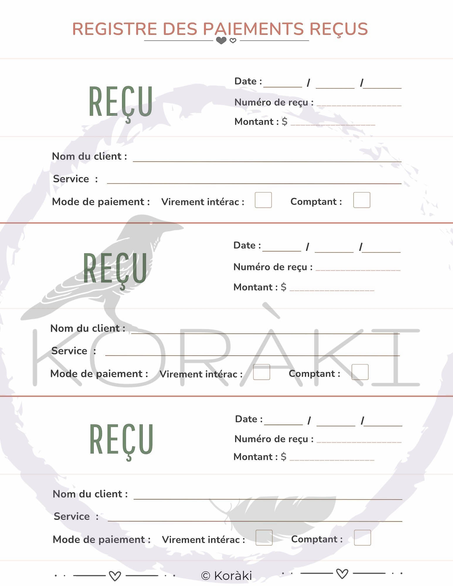 Registre de Paiements Reçus