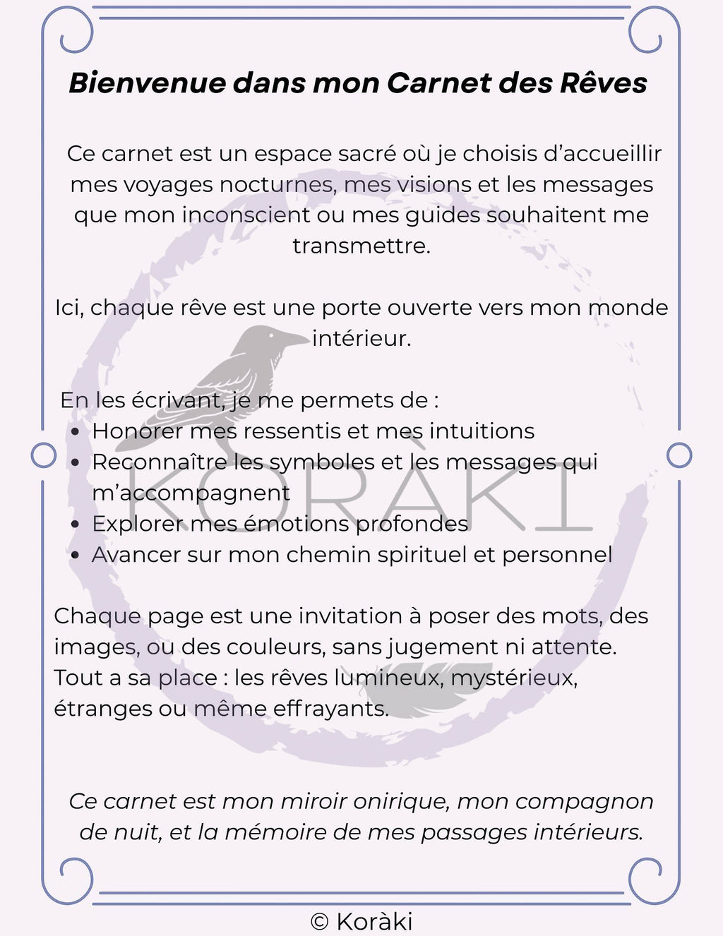 Carnet des rêves